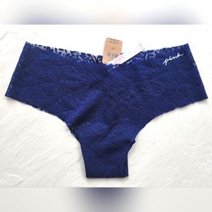 NWT Sz Small Pink by VS Navy lace cheekster